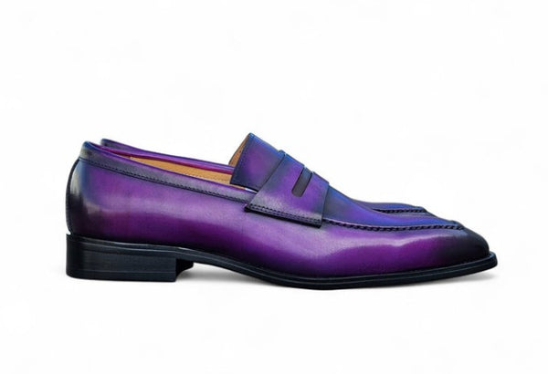 Carrucci Patina Calfskin Loafer - Purple