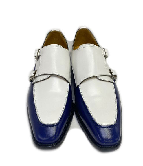 Maurice Leather Monkstrap Shoe - Blue/White