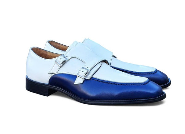 Maurice Leather Monkstrap Shoe - Blue/White
