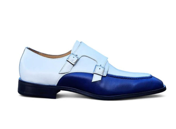 Maurice Leather Monkstrap Shoe - Blue/White