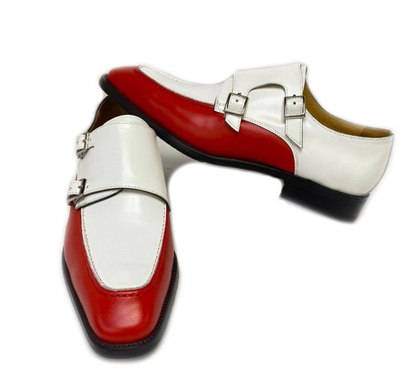 Maurice Leather Monkstrap Shoe - Red/White