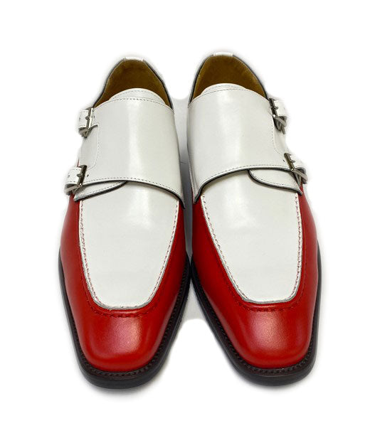 Maurice Leather Monkstrap Shoe - Red/White
