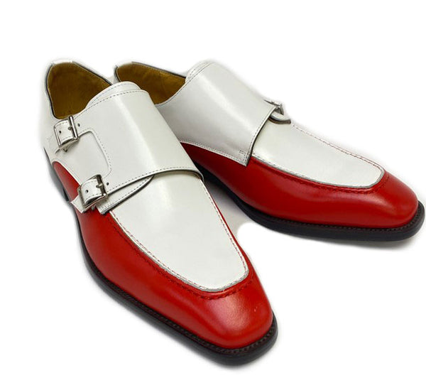 Maurice Leather Monkstrap Shoe - Red/White