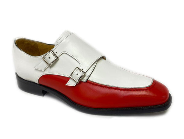 Maurice Leather Monkstrap Shoe - Red/White