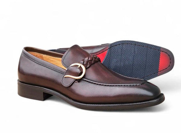 Carrucci Braided Leather Loafer - Brown