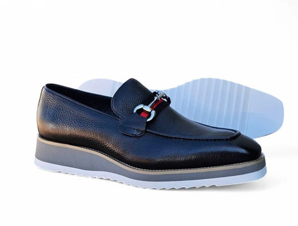 C&E Shoes Calfskin Horsebit Loafer - Black