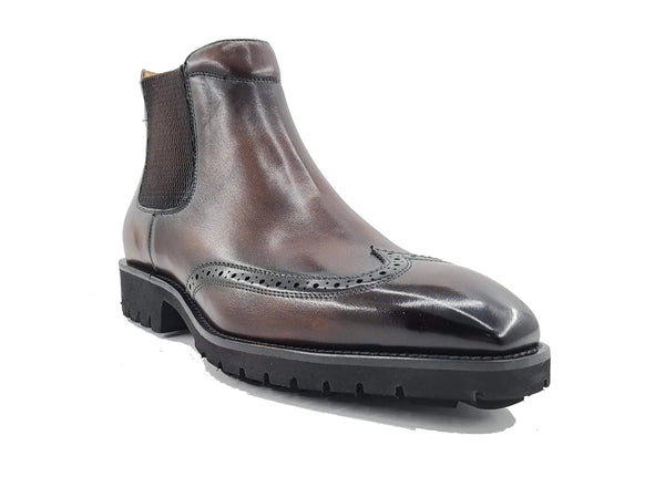 C&E Shoes Burnished Calfskin Chelsea Boot - Chestnut