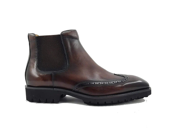 C&E Shoes Burnished Calfskin Chelsea Boot - Chestnut