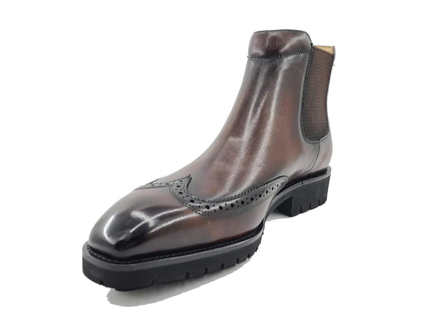 C&E Shoes Burnished Calfskin Chelsea Boot - Chestnut