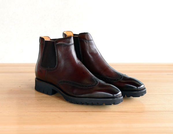 C&E Shoes Burnished Calfskin Chelsea Boot - Chestnut
