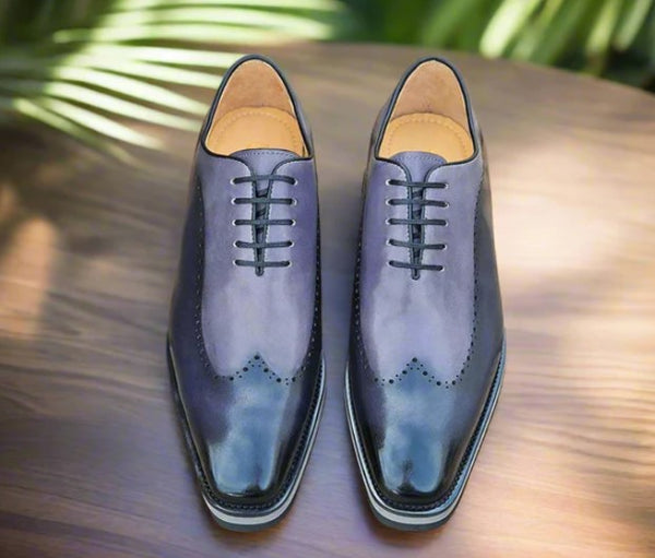 Maurice Two-Tone Leather Oxford - Black/Grey