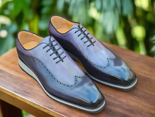 Maurice Two-Tone Leather Oxford - Black/Grey