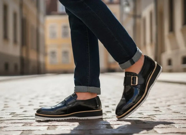 Maurice Patent Leather Monkstrap - Black