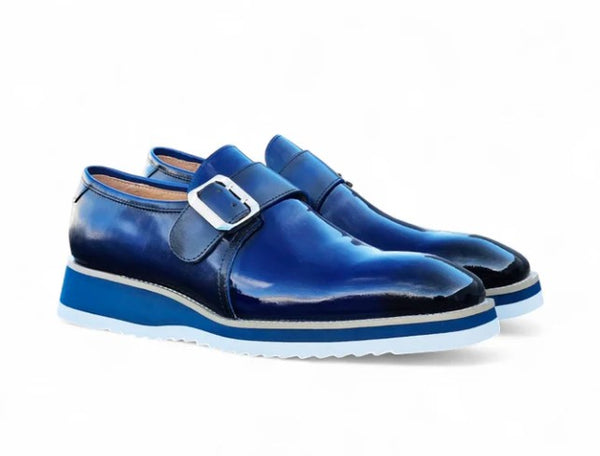 Maurice Patent Leather Monkstrap - Navy