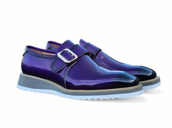 Maurice Patent Leather Monkstrap Shoe - Purple