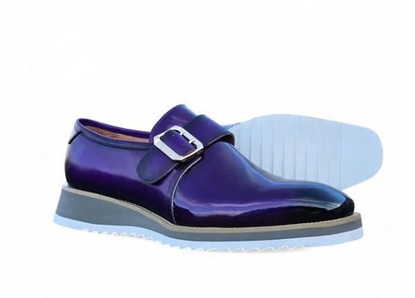 Maurice Patent Leather Monkstrap Shoe - Purple