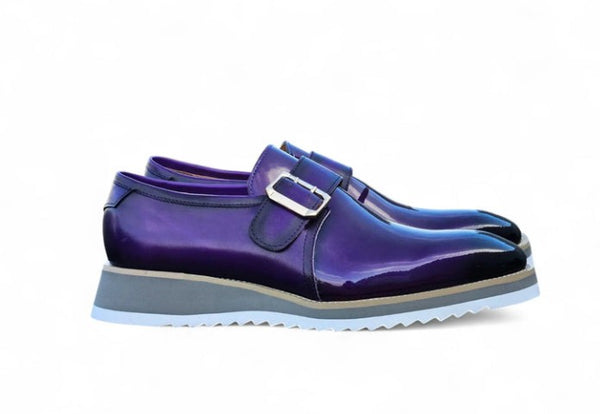 Maurice Patent Leather Monkstrap Shoe - Purple