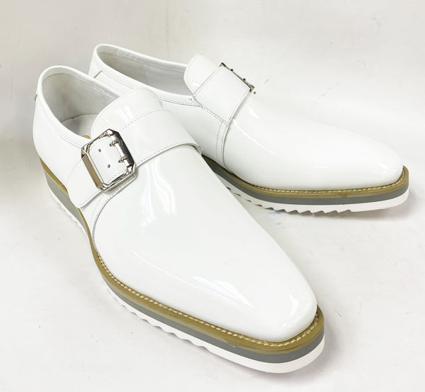 Maurice Patent Leather Monkstrap Shoe - White
