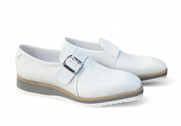 Maurice Patent Leather Monkstrap Shoe - White