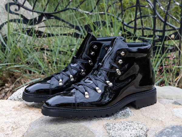 C&E Maurice Patent Leather Boot - Black