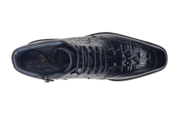 Carrucci Crocodile Calfskin Boot - Black