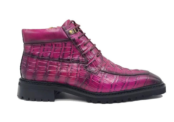 Carrucci Crocodile Calfskin Boot - Pink