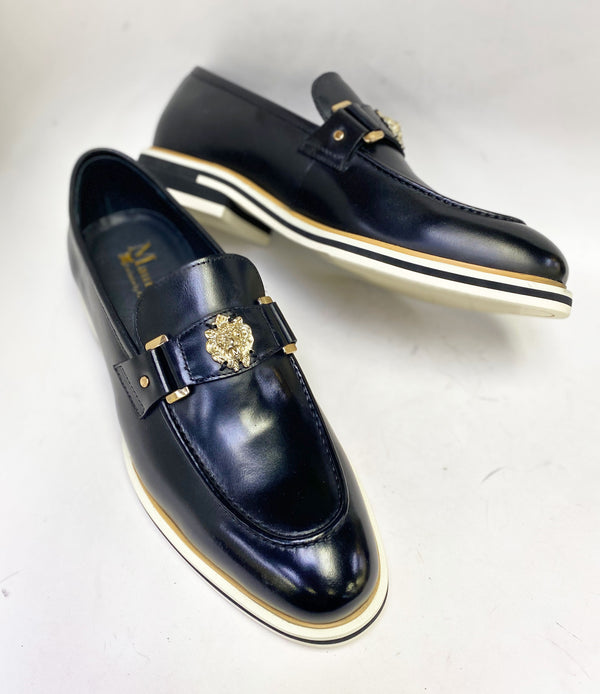 C&E Maurice Leather Ornament Loafer - Black