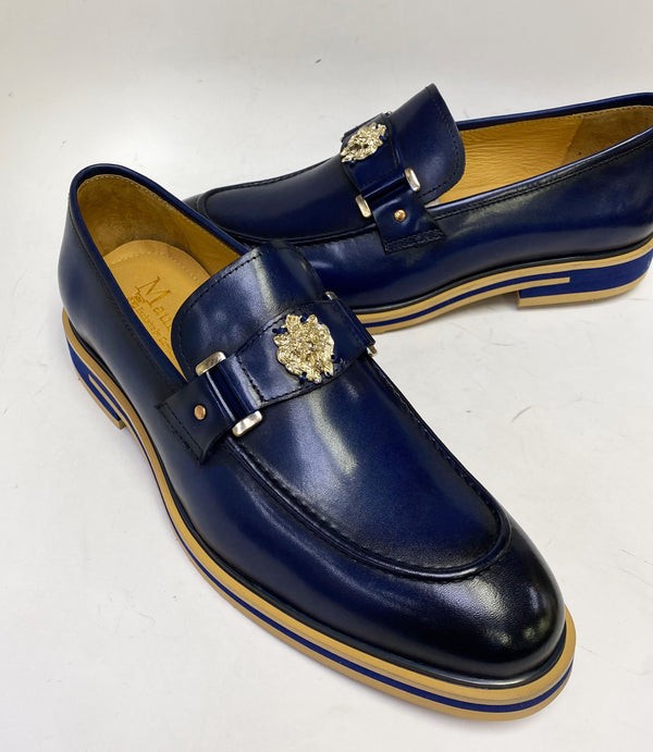 C&E Maurice Leather Ornament Loafer - Navy