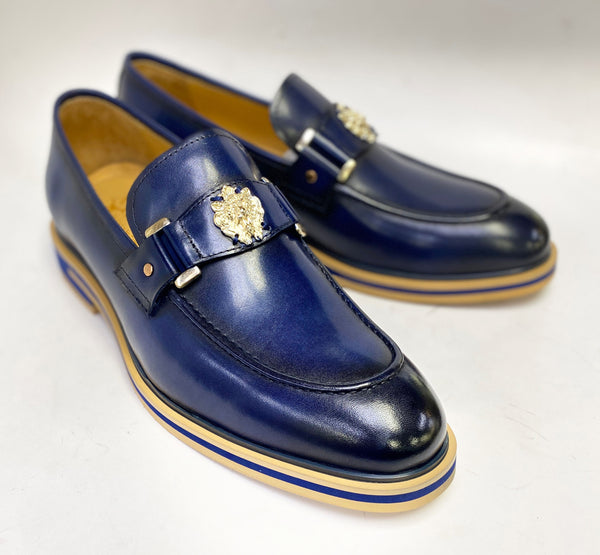 C&E Maurice Leather Ornament Loafer - Navy