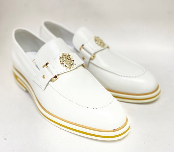 C&E Maurice Leather Ornament Loafer - White