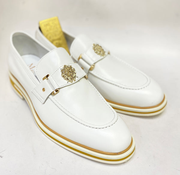C&E Maurice Leather Ornament Loafer - White
