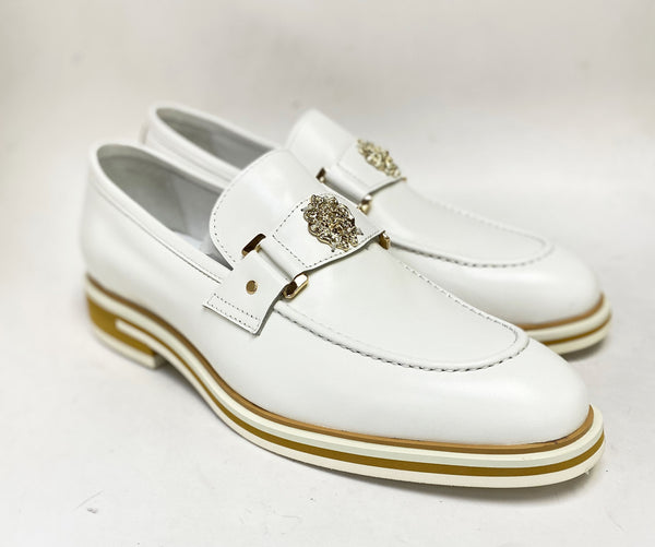 C&E Maurice Leather Ornament Loafer - White