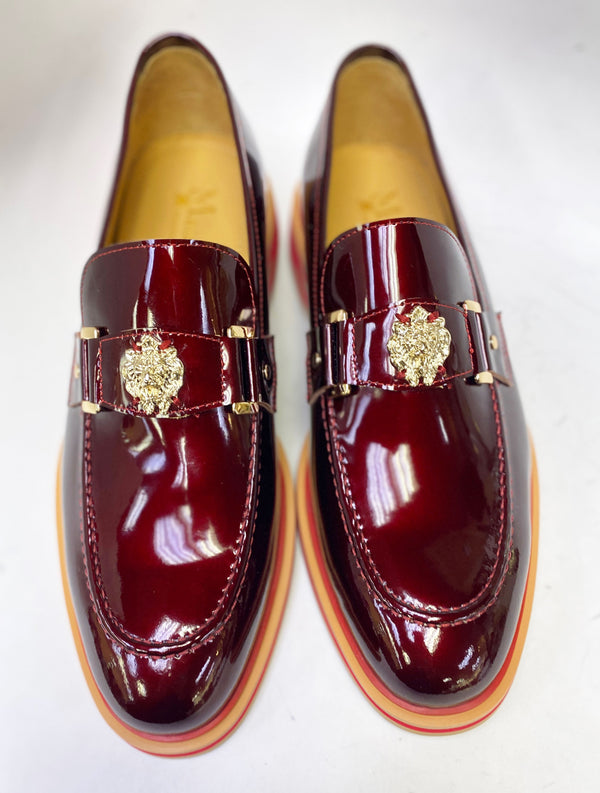 C&E Maurice Patent Ornament Loafer - Burgundy