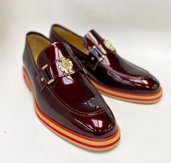 C&E Maurice Patent Ornament Loafer - Burgundy