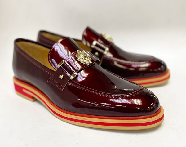 C&E Maurice Patent Ornament Loafer - Burgundy