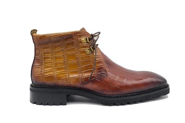 Carrucci Calfskin Boot - Cognac/Brown