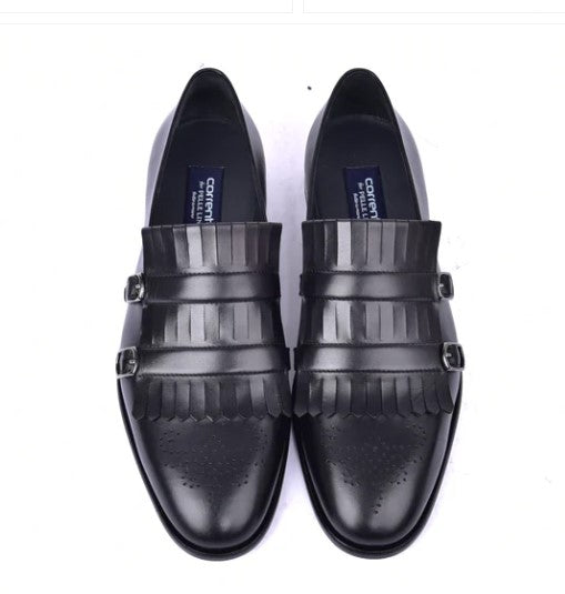 Corrente Leather Buckle Loafer - Black