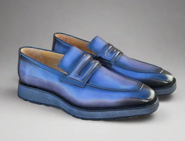 Carrucci Leather Penny Loafer - Grey