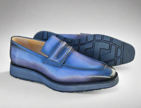 Carrucci Leather Penny Loafer - Grey
