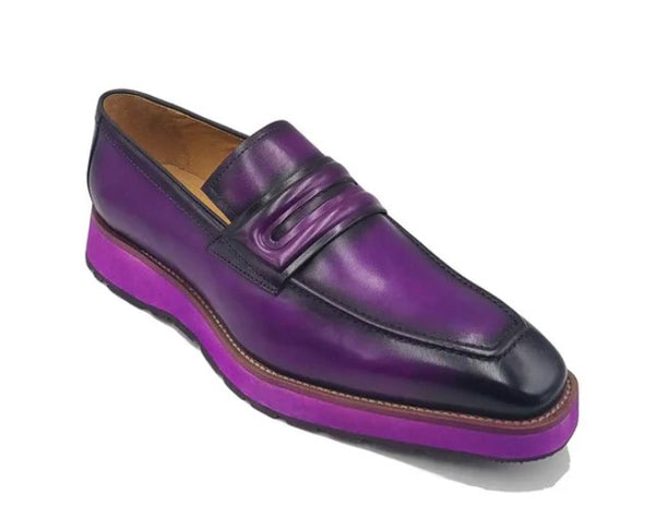 Carrucci Leather Penny Loafer - Purple