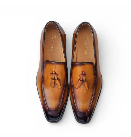 Carrucci Calfskin Tassel Loafer - Cognac