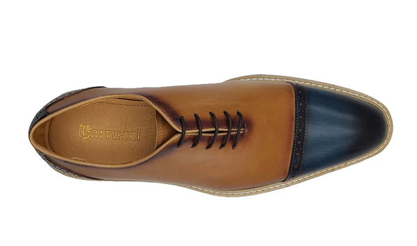 Maurice Calfskin Oxford - Navy/Tan