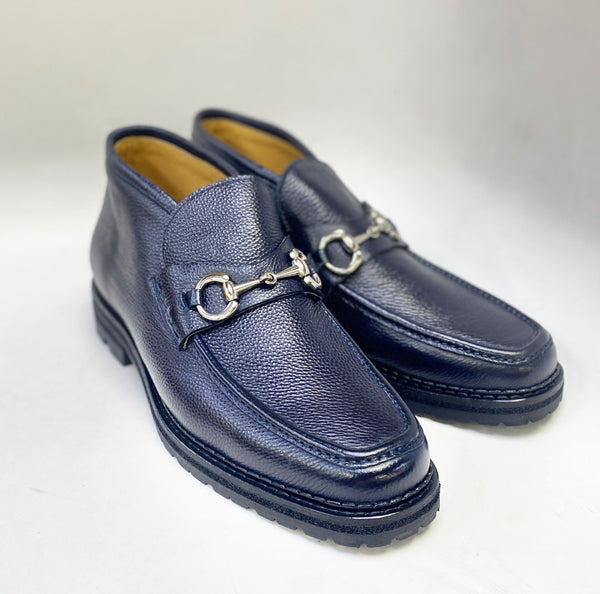 Maurice Leather Ankle Boot - Navy