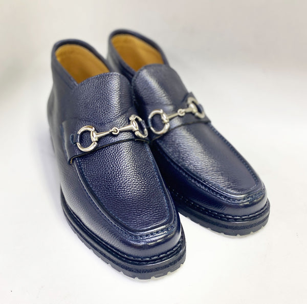 Maurice Leather Ankle Boot - Navy