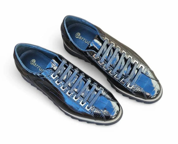 Carrucci Crocodile Leather Sneaker - Black