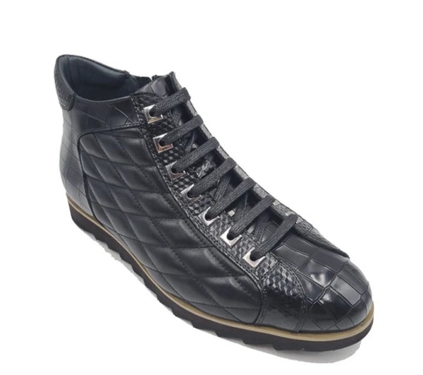 Carrucci Alligator High Top Sneaker - Black