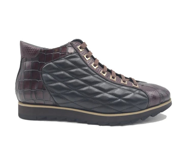 Carrucci Alligator High Top Sneaker - Chestnut