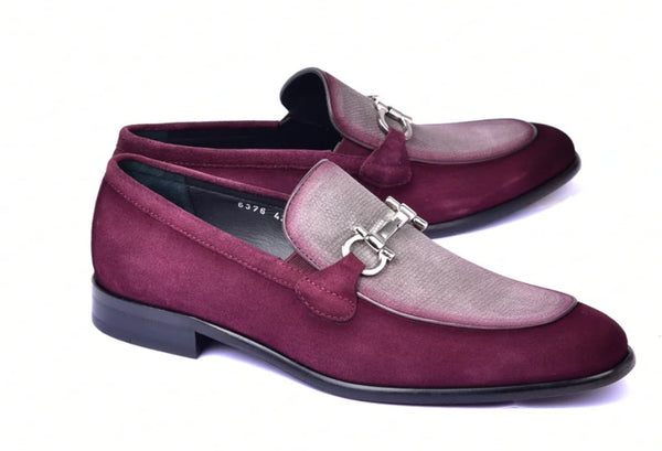 Corrente Printed Suede Loafer - Burgundy/Taupe