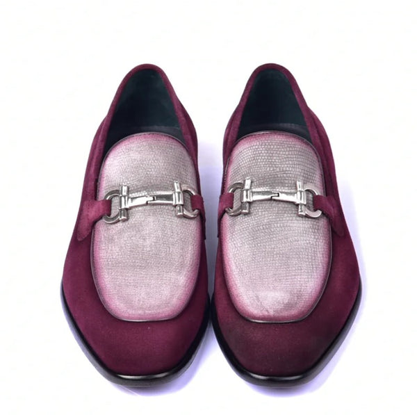 Corrente Printed Suede Loafer - Burgundy/Taupe