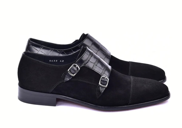 Corrente Suede Monkstrap - Black
